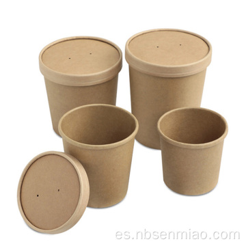 Vasos redondos del papel de Kraft de la comida de la sopa de las ventas al por mayor
